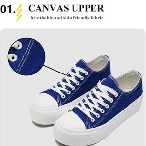 Platform Sneakers Low Top Canvas Casual Tennis Walking Sneakers